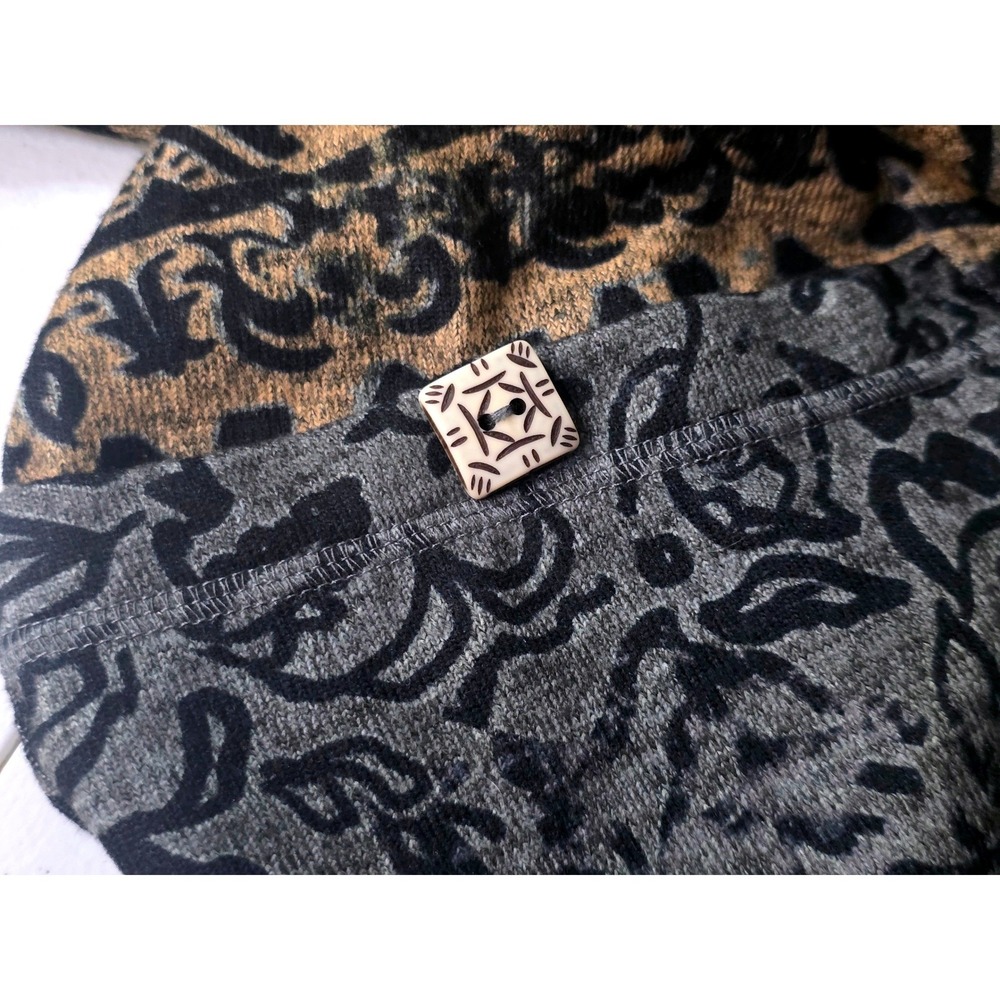 Ali Miles Womens XL Mixed Print Tunic Long Sleeve Pocket Knit Top Brown Gray - Picture 7 of 9
